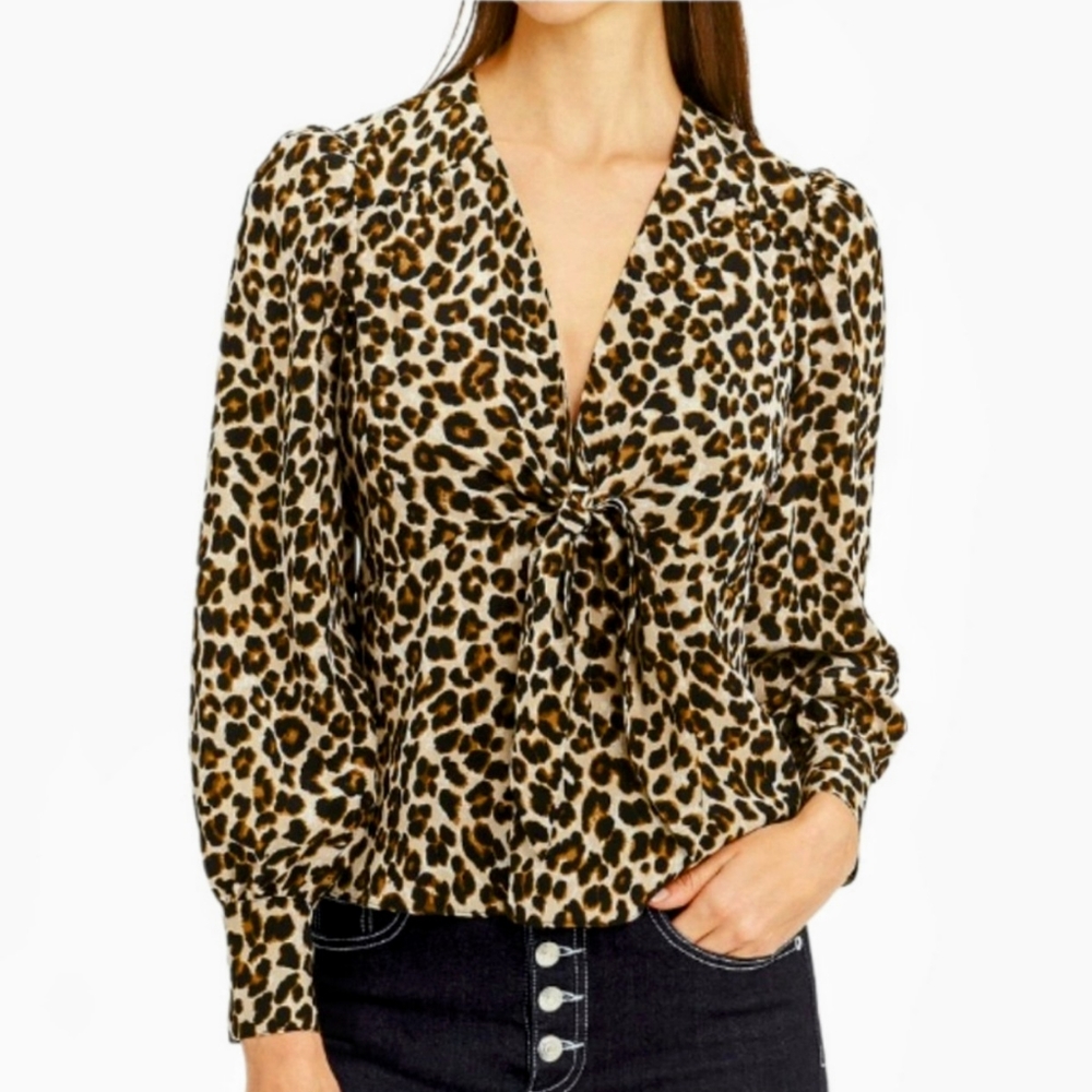 VERONICA BEARD – Payton Silk Leopard Print Blouse
